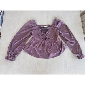 Altar'd State Purple Silky Cottagecore Romantic Grunge Baddie Top